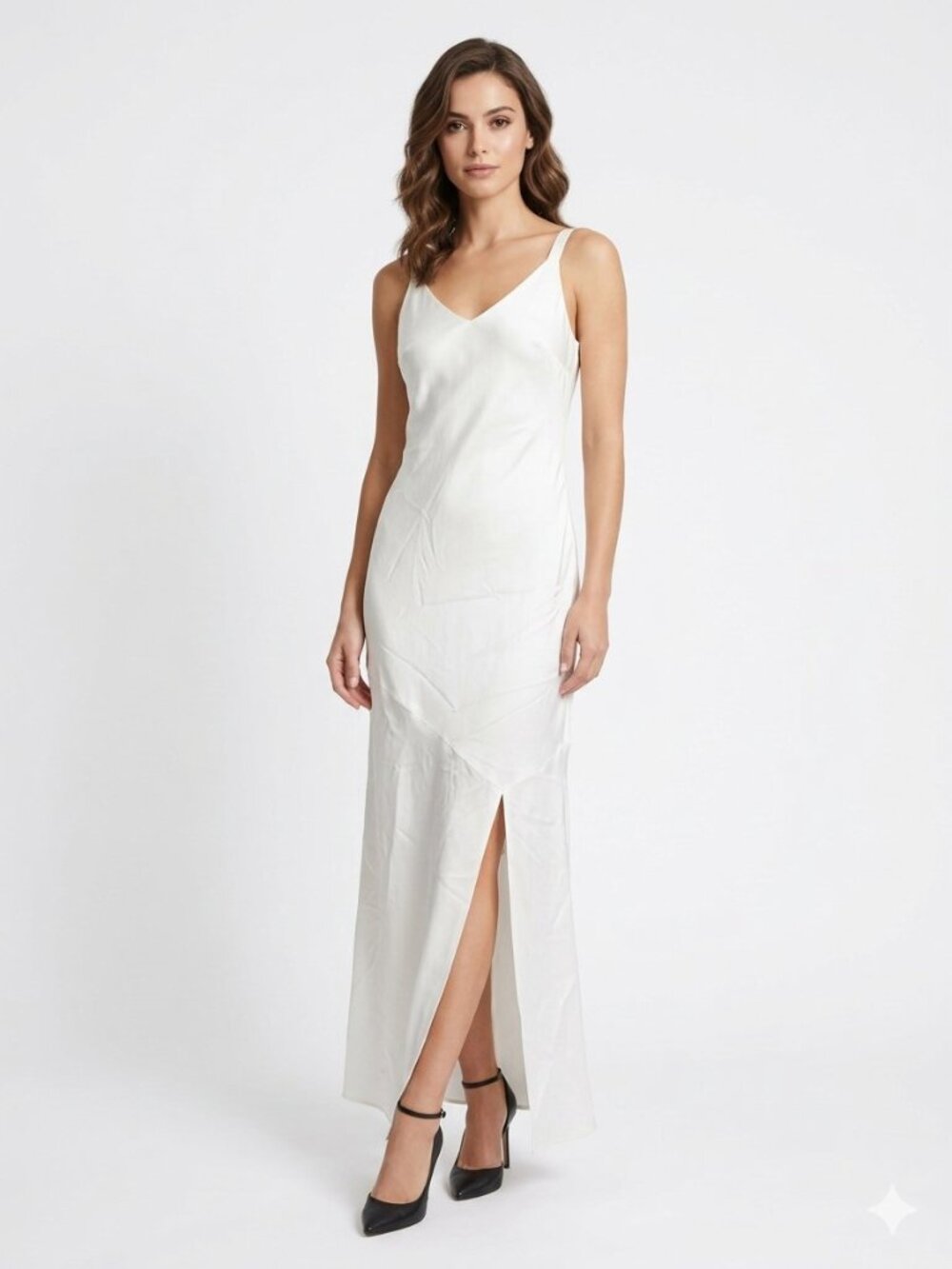 Express White Satin Sleeveless Maxi Long Drop Waist Dress XXS
